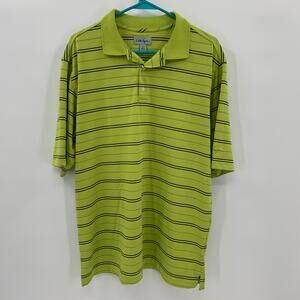 Walter Hagen Polo Shirt Mens XL Stretch Striped Short Sleeve Green Black Golf